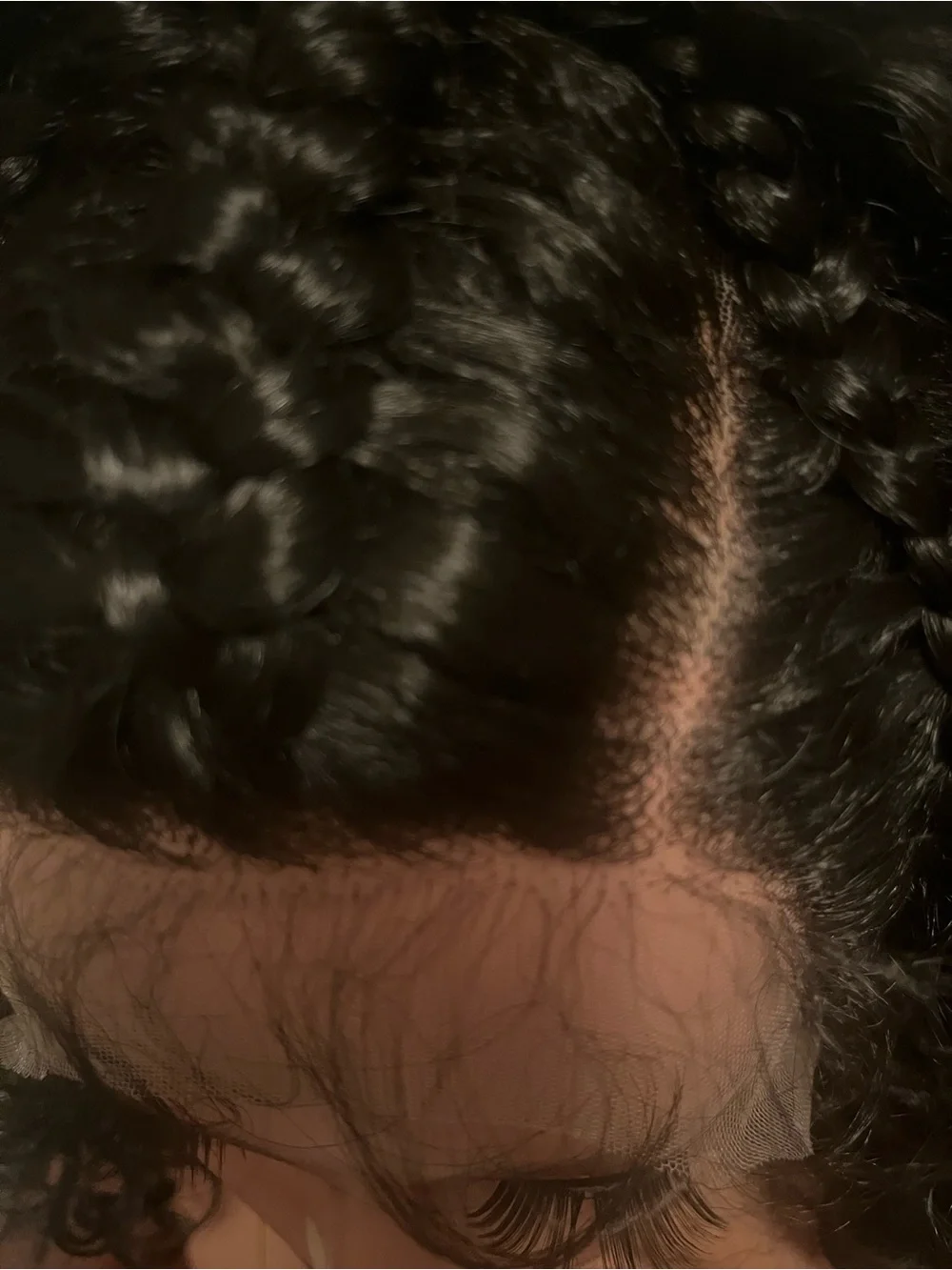 Hand-Braided Natural Black Curly Lace Front Wig - Women Hair
